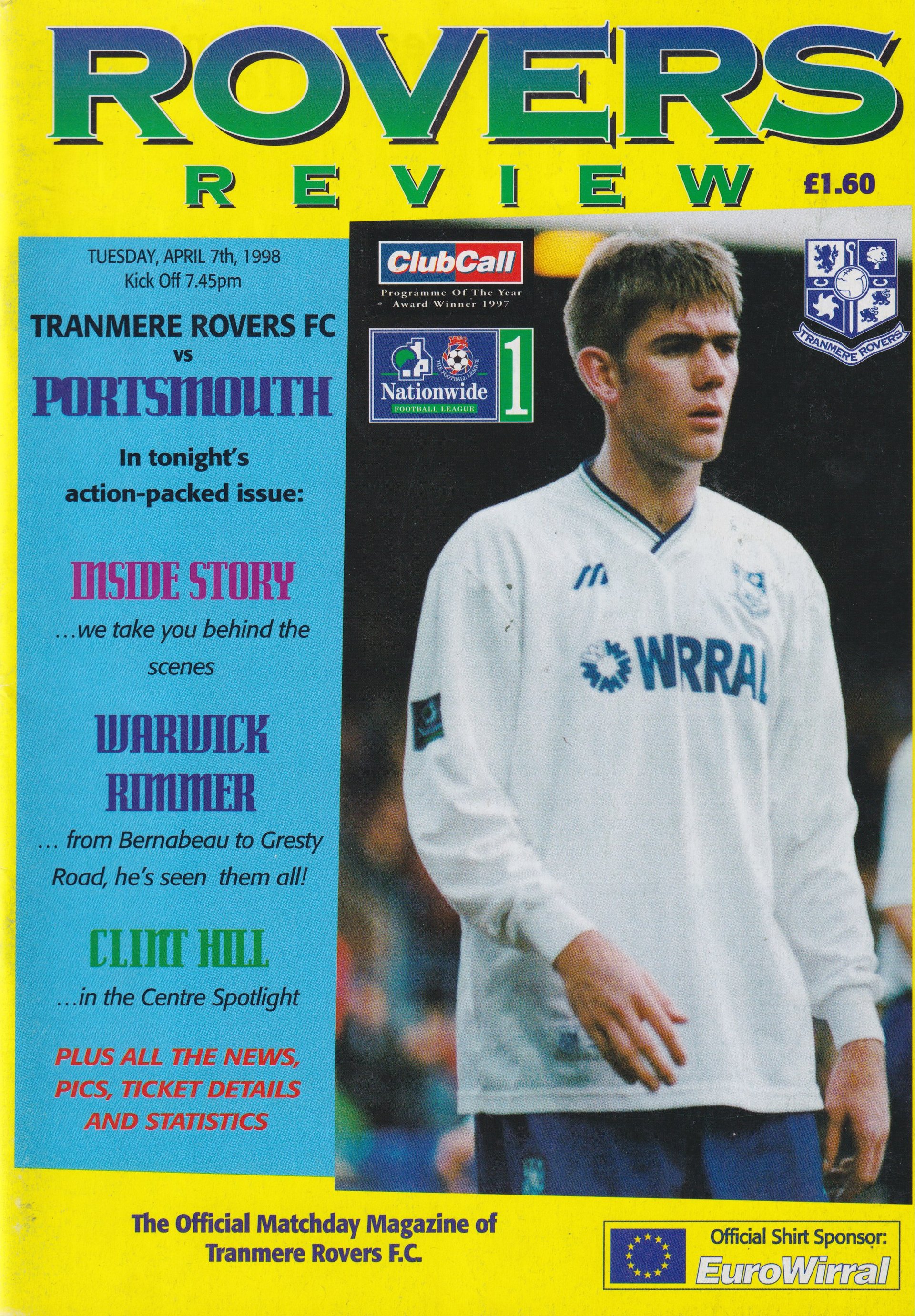 Tranmere Rovers v Portsmouth match programme